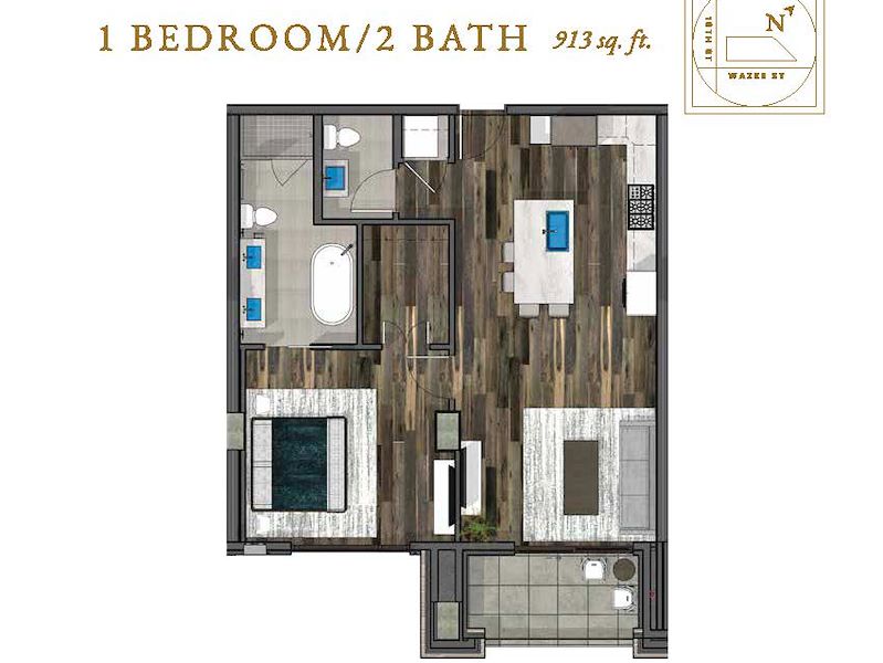 McGregor Square - Residences - 1 bedroom, 2 bathroom, 913 sq. ft. floor plan