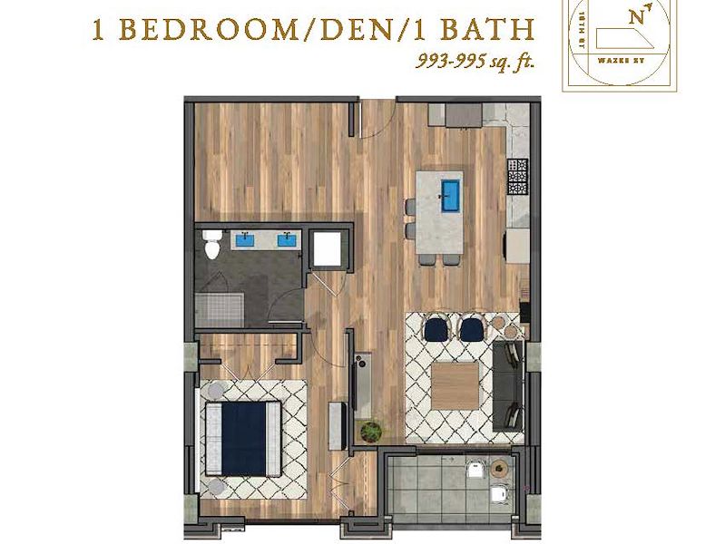 McGregor Square - Residences - 1 bedroom, den, 1 bathroom, 993 sq. ft. floor plan