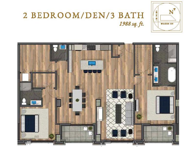 McGregor Square - Residences - 2 bedroom, den, 3 bathroom, 1988 sq. ft. floor plan